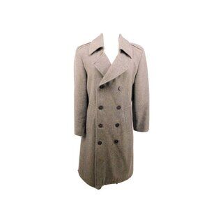 Vintage Wool Trench Coat Womens 36 Fits Small Gray Button Front Oak Tree Long